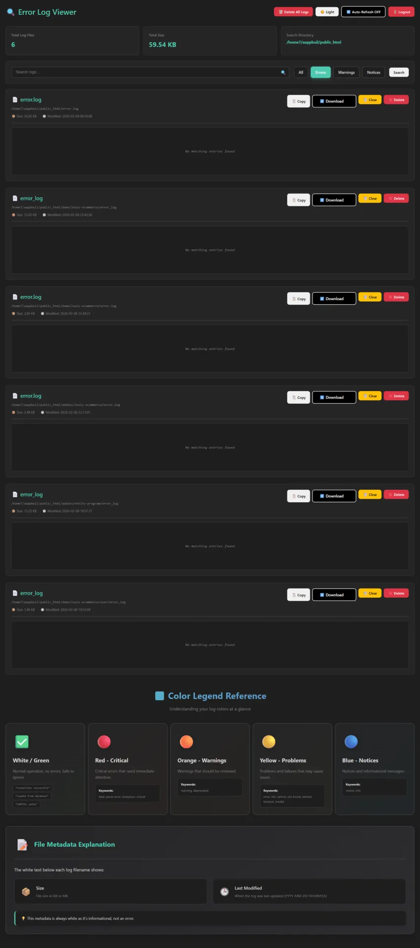 PHP Error Logging System