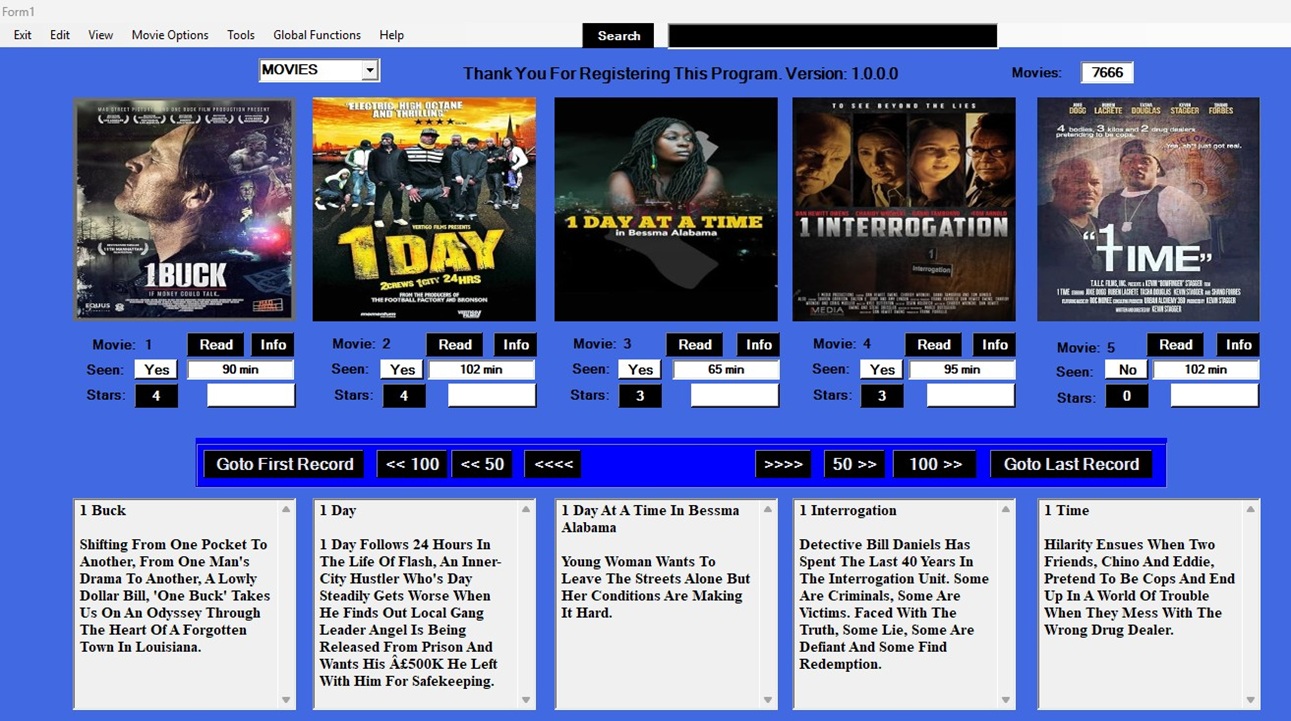 My Movie Program — Desktop Movie Catalog Software
